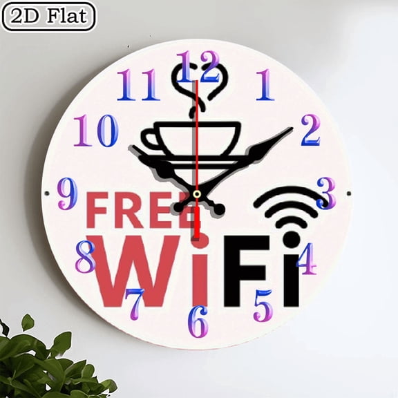 2D flat wooden wall clock, WiFi wall clock, silent clock, living room bedroom, room decoration, office decoration, Christmas, New Year, Valentine's Day decoration 10 * 10 inches, easy to hang