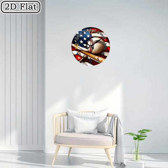 2D flat wooden wall clock, baseball bat wall clock, silent clock, living room bedroom, room decoration, office decoration, Christmas, New Year, Valentine's Day decoration 10 * 10 inches, easy to hang