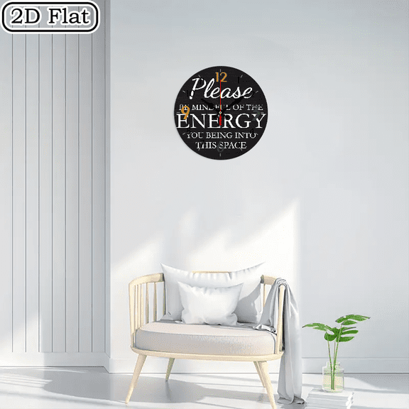 2D flat wooden wall clock, positive energy wall clock, silent clock, living room bedroom, room decoration, office, Christmas, New Year, Valentine's Day decoration 10 * 10 inches, easy to hang
