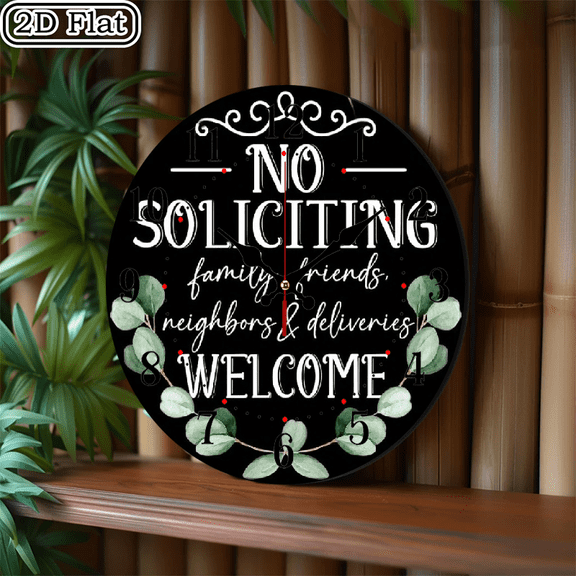 2D graphic design: 1 piece of welcome sign wooden wall clock, suitable for courtyard, shopping mall, garage, caf é, home, best gift, friend room decoration Halloween 10 * 10 inches