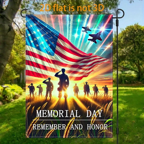 2D plane, 1 2D plane Memorial Day courtyard garden flag, vertical double-sided garden decoration of the flag, Memorial Day US military-themed garden flag, indoor and outdoor decoration of Memorial Da
