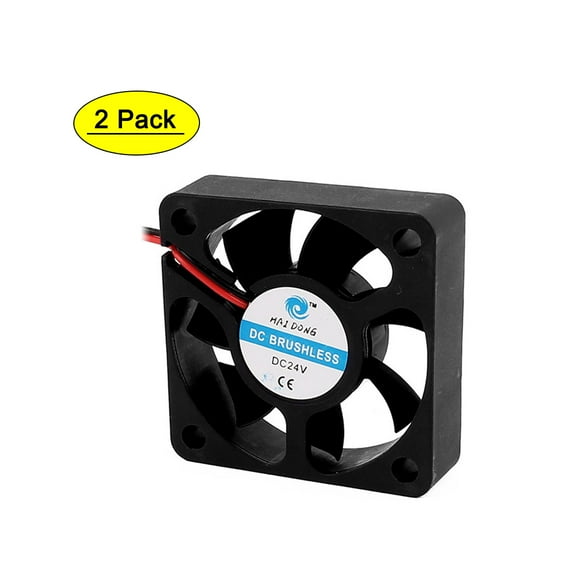2DC 24V 0.06A 5x5x1.5cm 2-Wire 7 Vanes Black Cooling Fan for PC Case Cooler