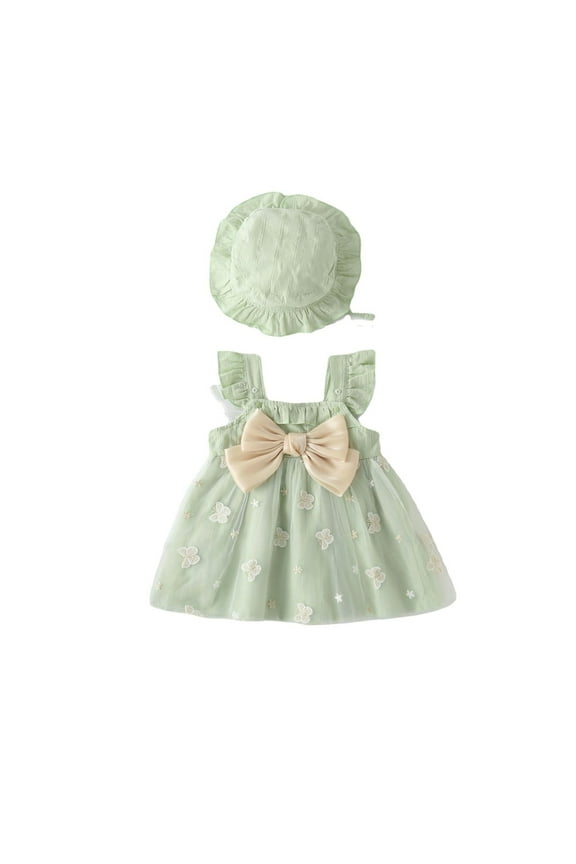 1 Year Old Girl Dress Summer Toddler Girls Lace Daisy Rompers Sun Hat Outfits Baby Girl Clothes Jumpsuit Girls 10 Casual Dress Green Size 12-15 Months