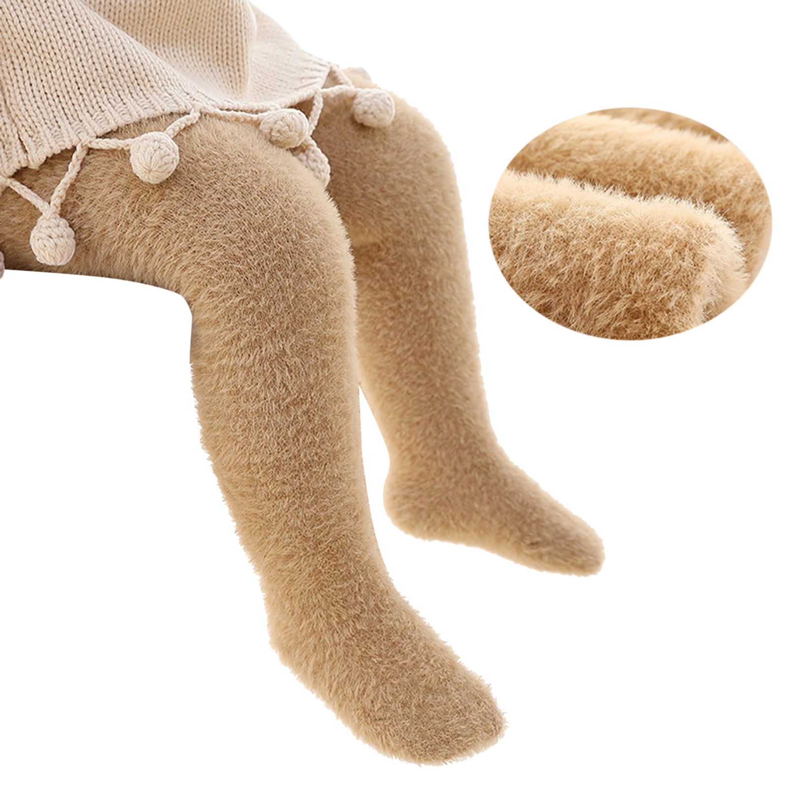  Infant Kids Solid Color Tights Winter Fleece Lined Pantyhose  Thick Warm Stretchy Footed Leggings for Girls (Beige, 6-12 Months) : Sports  & Outdoors