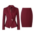thumbnail image 1 of 2DXuixsh 2 Pcs Womens Formal Work Dress Set Office Business Slim Fit Work Jacket Skirt Suit Set Womens Fashion Formal Wedding Guest Dress Red, 1 of 4