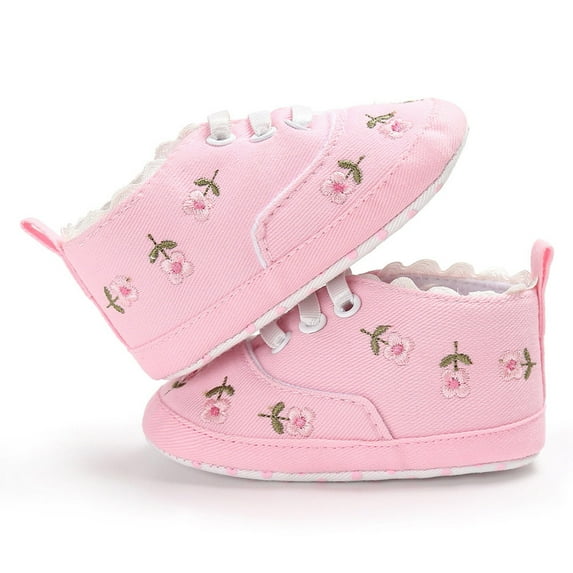 2DXuixsh 6C Girls Shoes -Slip Crib Sole Soft Baby Floral Girls Canvas Shoes Baby Shoes Squeaky Shoe Toddler Shoes Baby Shoes 1 Pink 13
