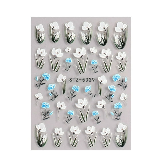 2DXuixsh 6Pcs Nail Sticker 5D Camellia Flower Nail Sticker for Acrylic Nail Design Decoration Nail Decals Nails Art Supplies for Nail Techs A