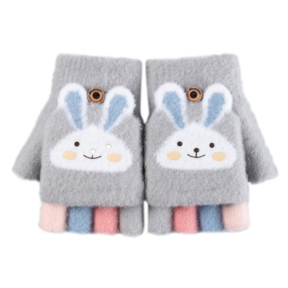 JDEFEG Baby Boy Mittens 12-18 Months Toddler Kids Children's Knit Cartoon Rabbit Winter Warm Girls Boys Baby Gloves Mittens Toddler Mittens with String Cotton Pk1