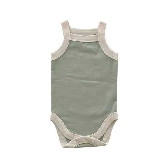2DXuixsh Baby Girls Boys Romper Shorts Set Color Block Summer Outfits Cute Baby Clothes Sleeveless Romper Girls' Jumpsuits Bodysuit Clothes Green Size 73