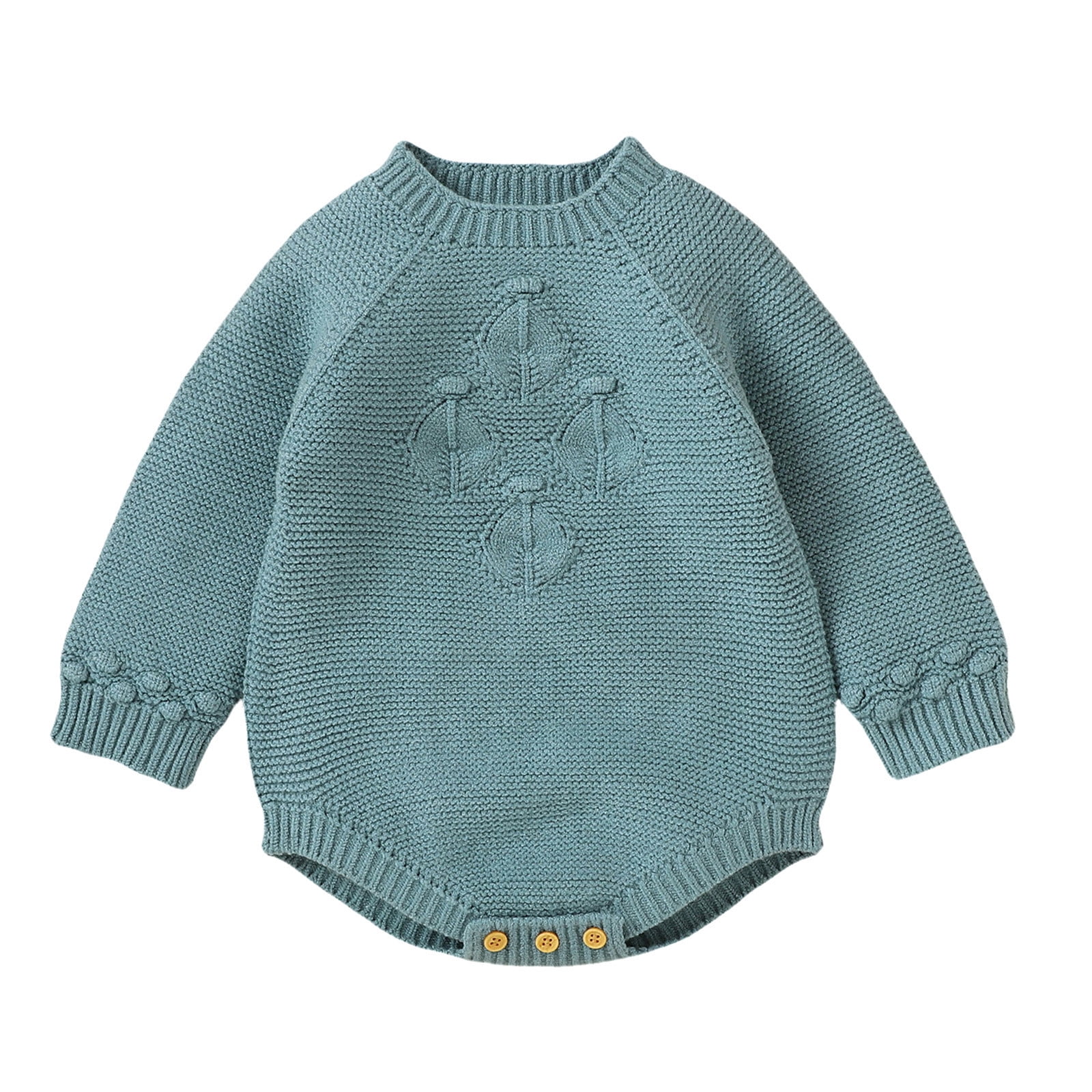 2DXuixsh Baby Rompers Baby Girl Boy Solid Knit Sweater Romper