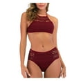 thumbnail image 1 of 2DXuixsh Bathing Suits for Juniors Shorts Neck Women's Waist High Swimsuit V Two Pieces Crochet Set Lace Bikini Swimwears Set Swimsuits for Women 3 Piece Red M, 1 of 7