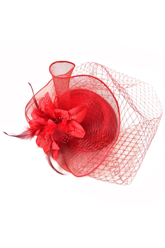 Beach Fashion for Women Feathers Women Clip Headband Tea Party Mesh Hair Wedding Flower Accessory Tinted Visor Hats for Men Women Baseball Cap Red One Size