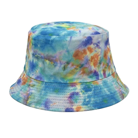 2DXuixsh Black Kids Bucket Hat Men and Women Casual Summer Printed Outdoor Double Sided Flat Top Sunshade Bucket Hat Hat with Strings Sky Blue M