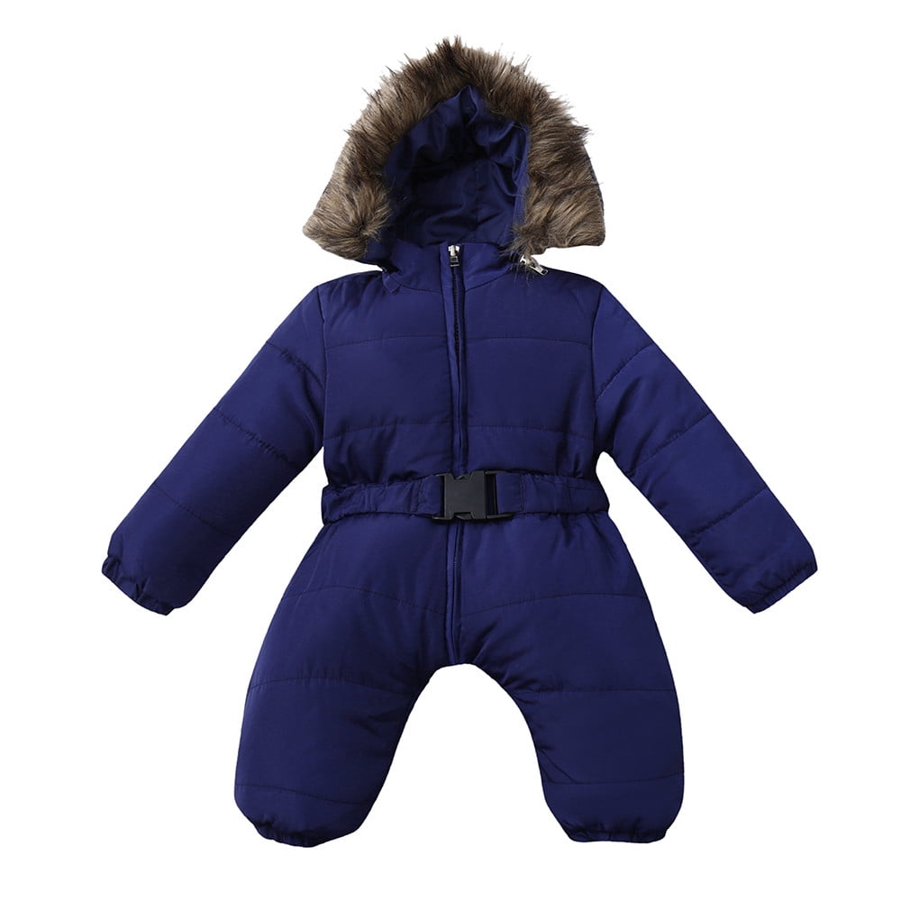 New Baby Boy Winter Dress In Fleece Stuff With Hoodie Style 7B In Navy Blue Color