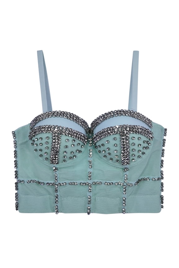 Bra Set Bodysuits for Plus Size Women Deep V Bow with Diamond Encrusted Shape and Shape Hot Girl Nightclub Top Body Suit Underwear Women Push Up Bras for Women Polyester Green L