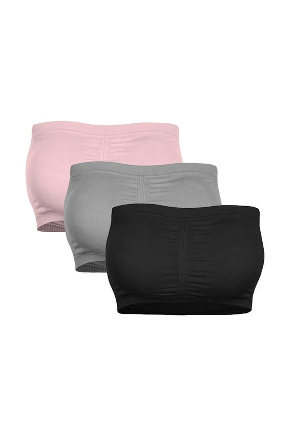 Bra Set Tub Bra Women Strapless Bra Size Stretchy Women Plus Bandeau Padded Top Double Plus Size Tube Top Set Underwear Women Push Up Bras for Women Polyester Multicolor Xxxl