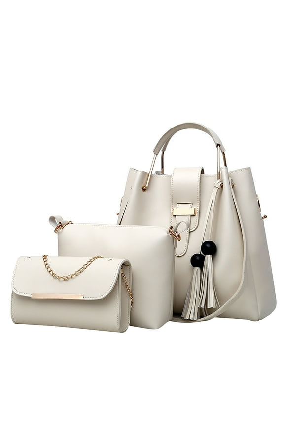 Bridesmaid Tote Bags Fashion Upgrade 3Pcs Set Crossbody Bag Handbags Wallet Tote Bag Shoulder Bag Top Handle Satchel Purses for Women White One Size