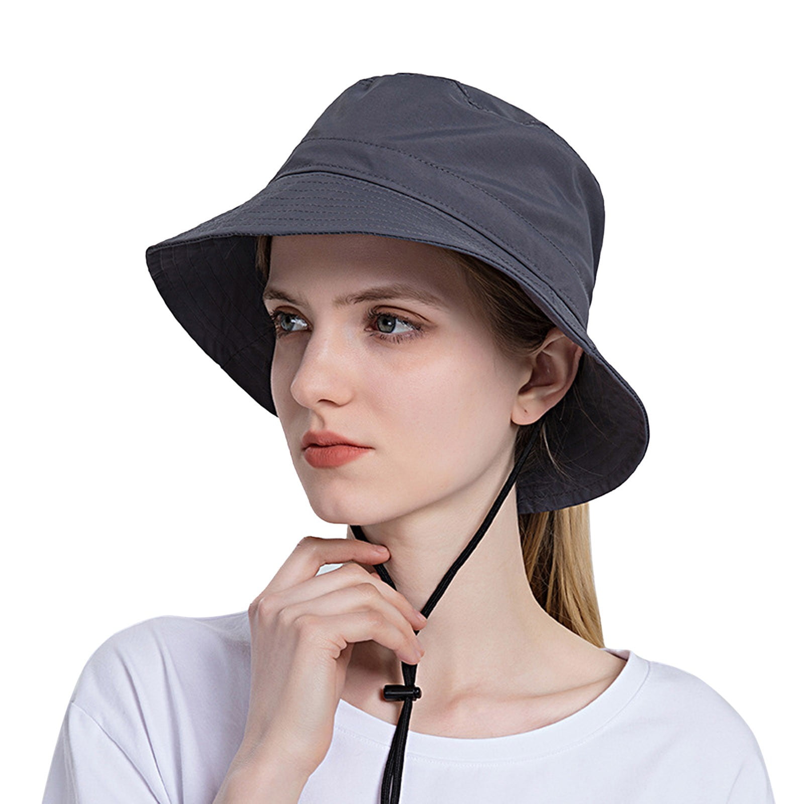 2DXuixsh Bucket Hat 5 Women Sun Hat Wide Brim Beach Hat Adjustable Bucket  Hat Summer Hats Hat Strings Hats for Men Women Baseball Cap Black One Size  