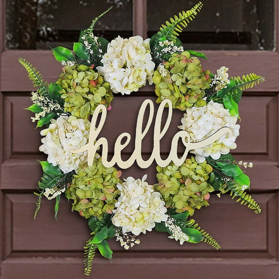 2DXuixsh Christmas Door Wreath Holiday Hello Imitation Garland Door Decoration Hydrangea Rattan Circle Window Decoration Wall Hanging Green