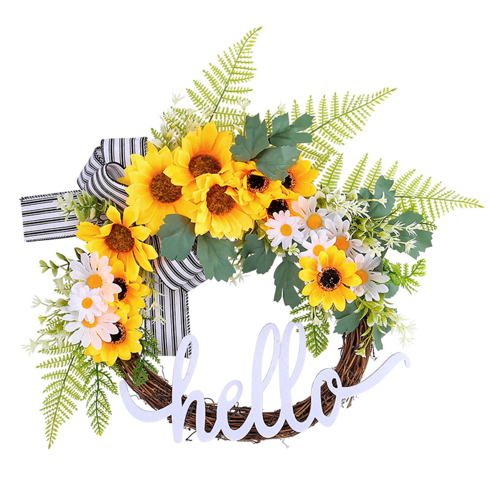 2DXuixsh Christmas Wreath Spring Sunflower Alphabet Wreath Door Hanging