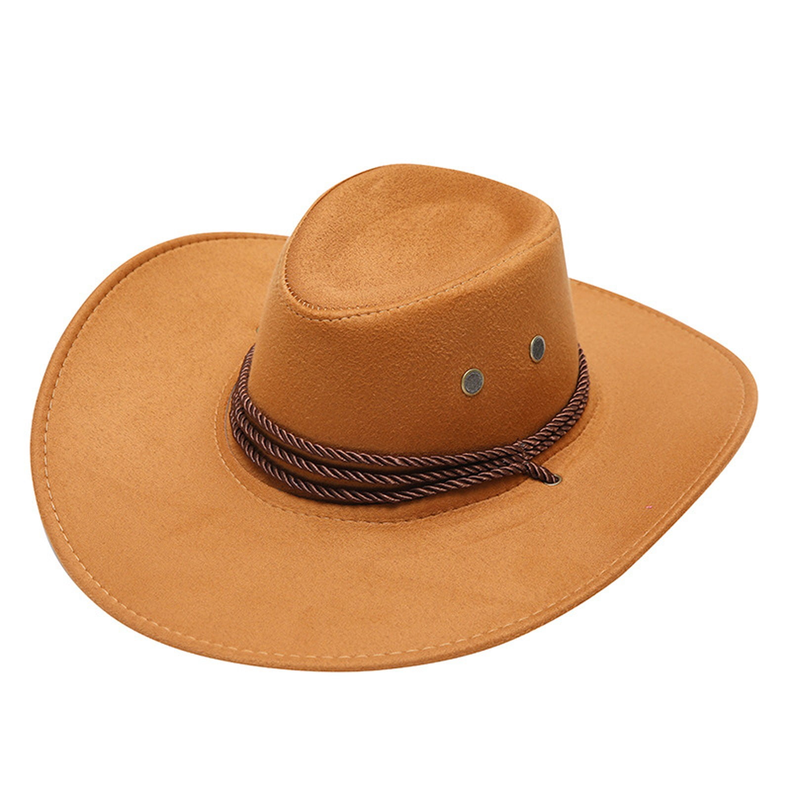2dxuixsh Cowboy Western Hats for Men Adult Casual Solid Summer Western Fashion Cowboy Sun Hat Wide Brim Travel Sun Cap Belly Cowboy Hat 7 1/2 Gold One
