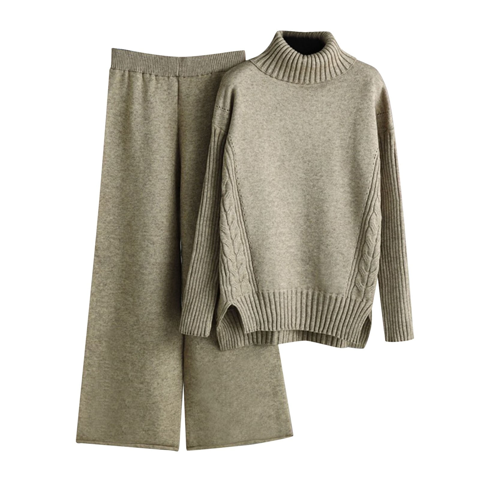 Women Autumn Winter Two Piece Set Knit Outfit Sweater Jumper Pants Trousers