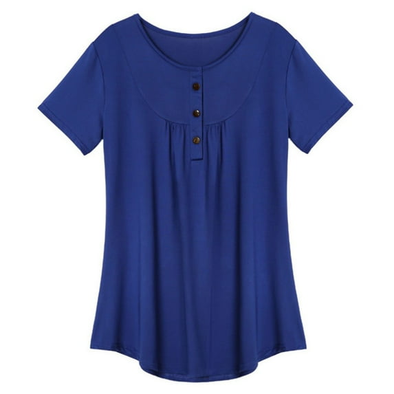 2DXuixsh Extra Large Women Size Tee Casual Blouse Loose T Shirt Tunic Summer Short Sleeve Tops Women's Plus Women's Blouse Girls 11 12 Bedroom Blue Xxxxxl