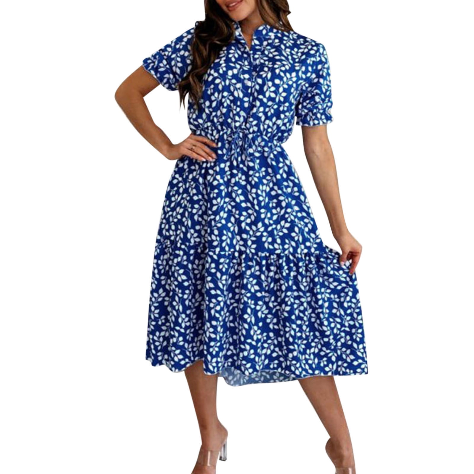 2DXuixsh Flattering Dresses for Curvy Women Womens Summer Ruffle Puff