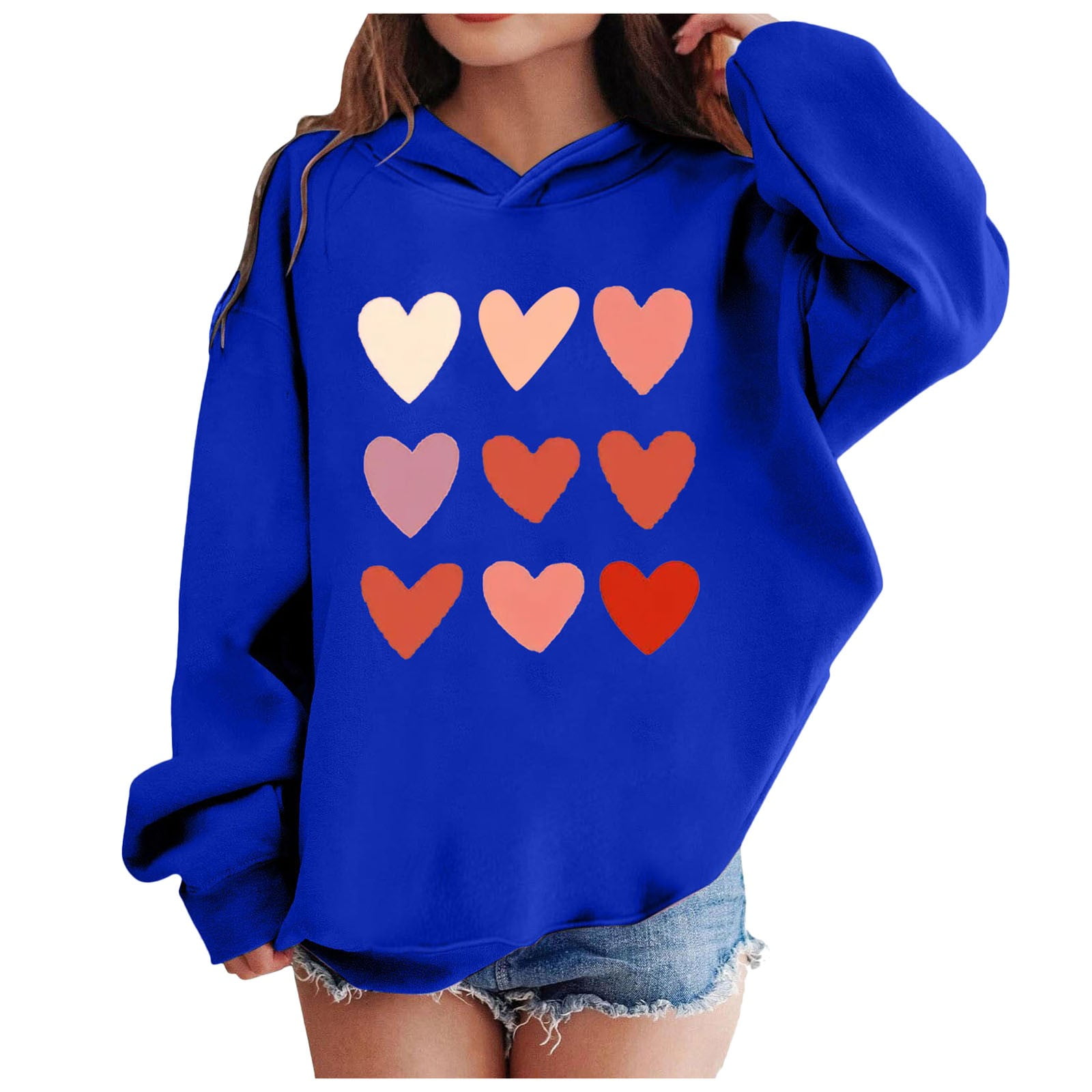2DXuixsh Girls Clothes Creative Color Love Children's Sweatshirt Autumn