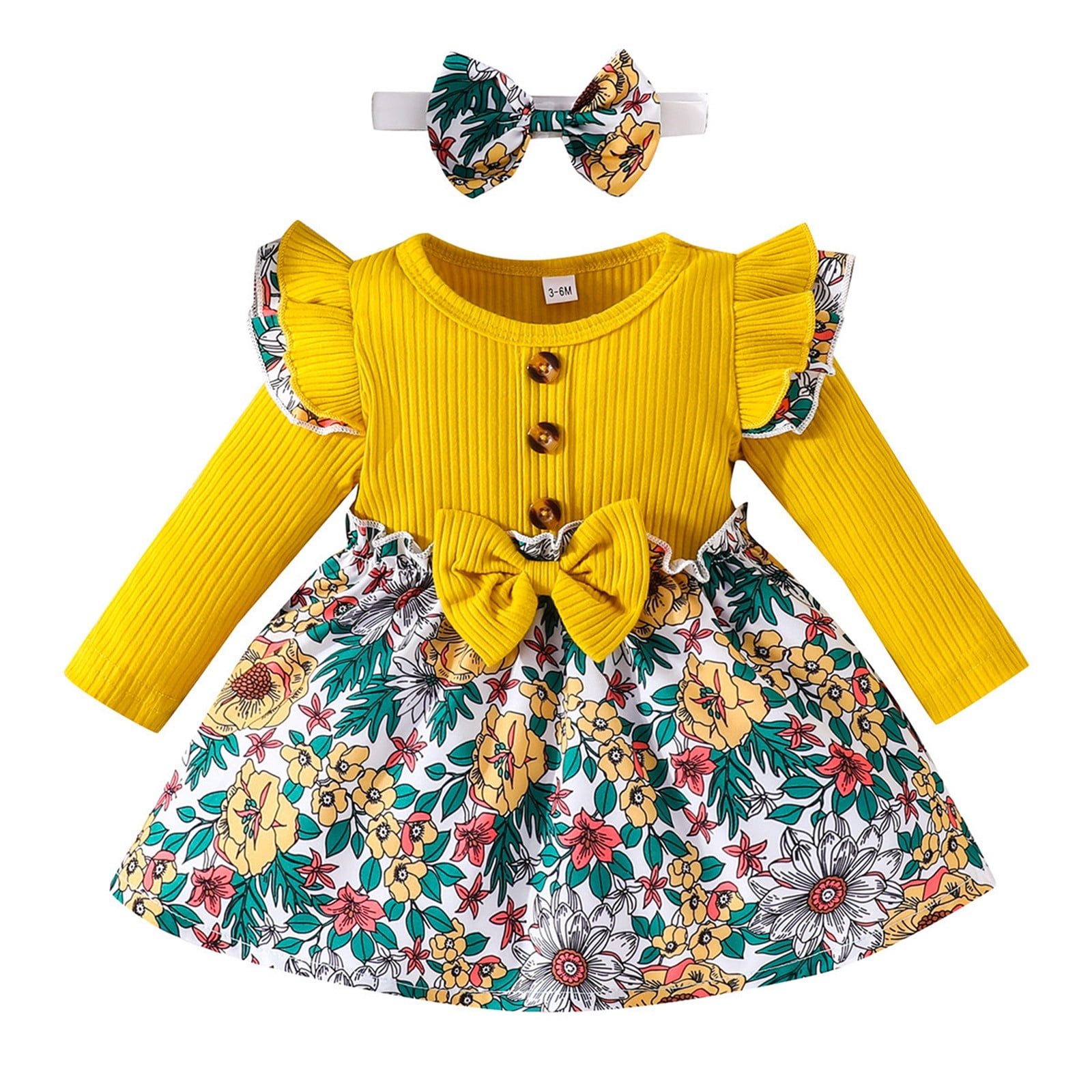 2DXuixsh Girls Dancewear Cute Baby Girl Dress Spring Fall Outfits Long