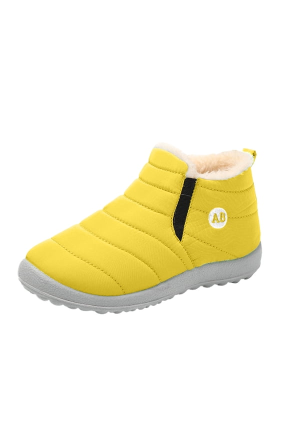 Jdefeg Girls Knee High Snow Boots Childrens Winter Childrens Boots Flat Splashing Warm Short Tube Snow Boots 7T Girls Boots Eva Yellow 27