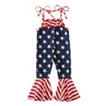 thumbnail image 1 of Jdefeg Girls Rompers 5T Toddler Kids Girls 4Th Of July Prints Sleeveless Independence Day Jumpsuit Pants Outfits Set Hooded Baby Girl Rompers Cotton Blends Navy 100, 1 of 8