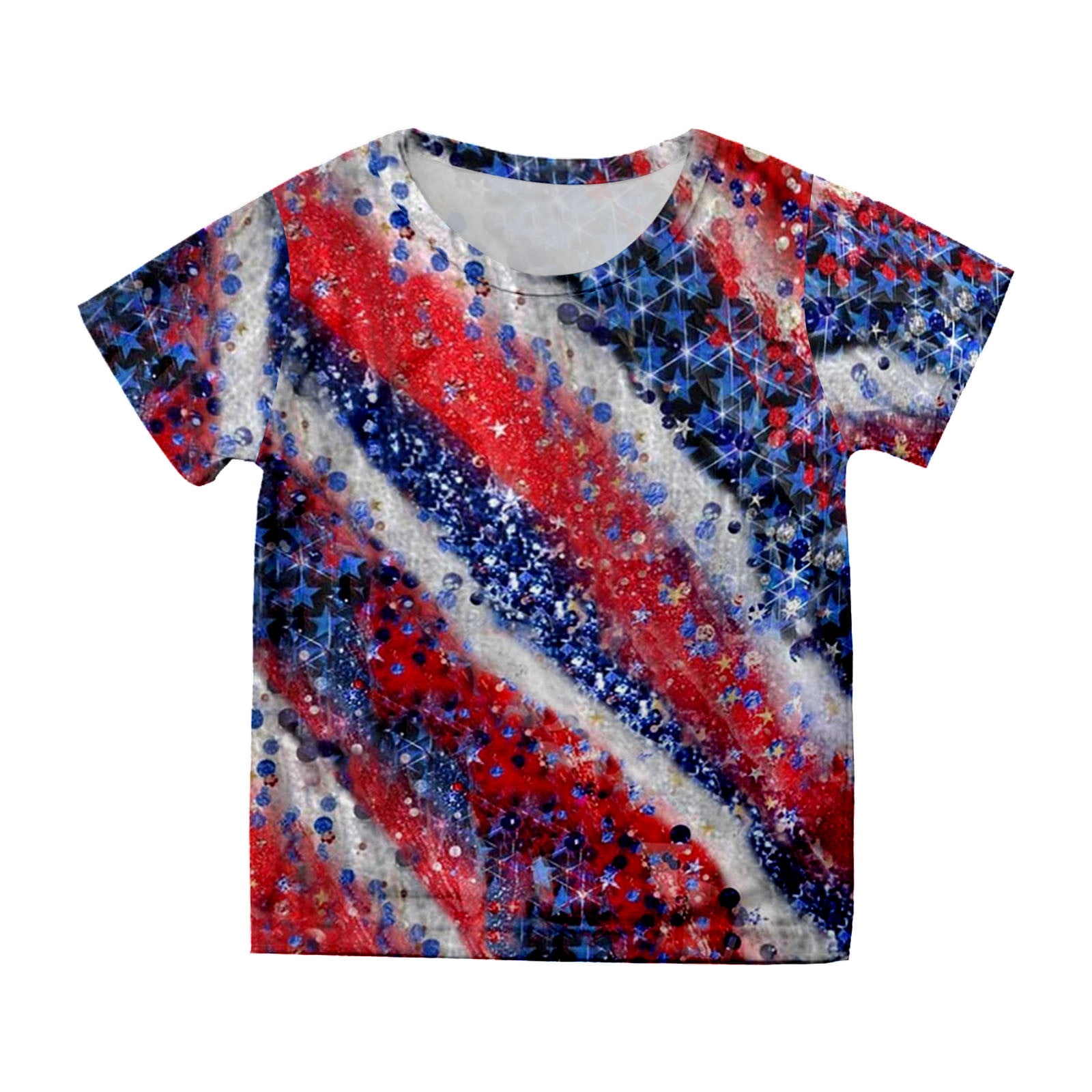 2DXuixsh Girls Shirts Shirts for Teen Kids Boys Girls Short Sleeve Independence Day Prints T