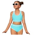 thumbnail image 1 of 2DXuixsh Girls' Swimsuits Tankini Bathing Suits Boyshort Summer Beach Rash Guard Swimwear Toddler Girl's 2 Piece Swimsuits Soild Bikini Bathing Suit Briefs Girls Bikini Set Mint Green 13-14 Years, 1 of 8