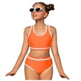 thumbnail image 1 of 2DXuixsh Girls' Swimsuits Tankini Bathing Suits Boyshort Summer Beach Rash Guard Swimwear Toddler Girl's 2 Piece Swimsuits Soild Bikini Bathing Suit Briefs Girls Bikini Set Orange 14-15 Years, 1 of 8