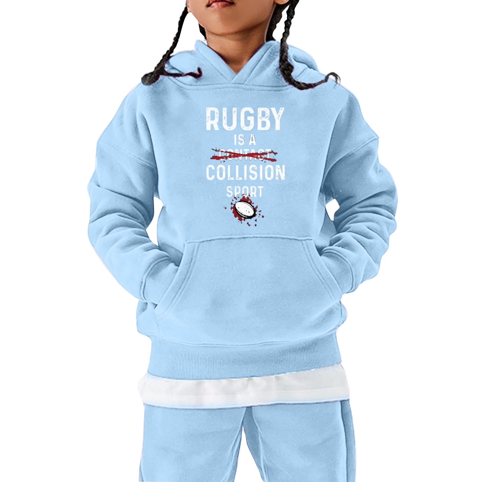 2DXuixsh Girls Tops Football Fans Teen Sweatshirt Vintage Rugby Player