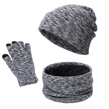 Winter Warm Knitted Hat Scarf Gloves Three-piece Set