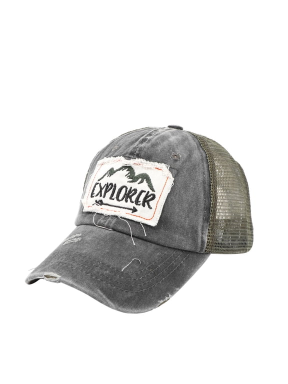 Hats for Men Women Cap Embroidered Letters Hat Womens Mesh Hatspatch Preppy Hat Retro Baseball Cap Baseball Cap Sayings Bucket Hat Dark Gray