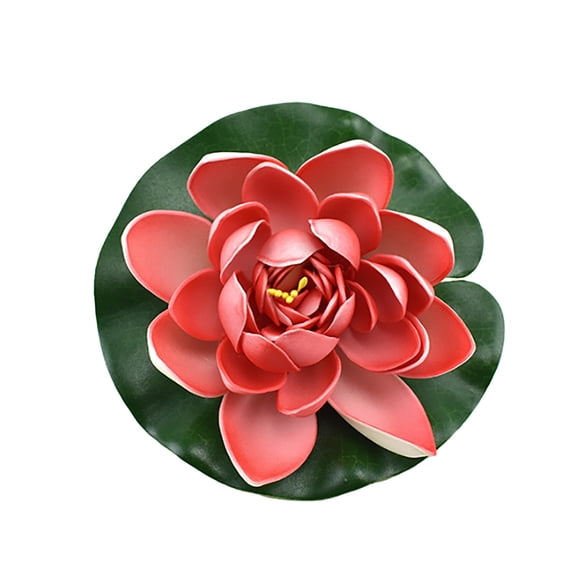 2DXuixsh Home Decor Synthetic Flowers Water Lilies Realistic Floating Foam Flowers with Lily Pads Beautiful Lifelike Water Lilies for Garden Pool Aquarium Decoration Red