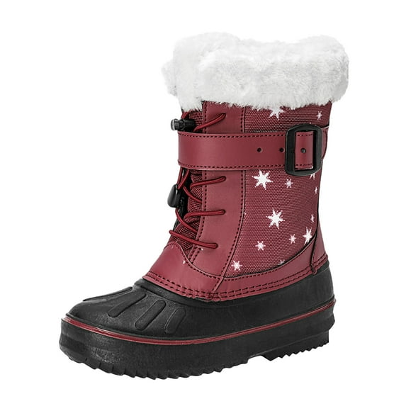 Jdefeg Kids Boots With Heels Children Shoes Snow Boots Girls Boys Outdoorboots Waterproof Warm Boots With Cotton Snow Boots Toddler Girl Boots Sequin Pu Red 33