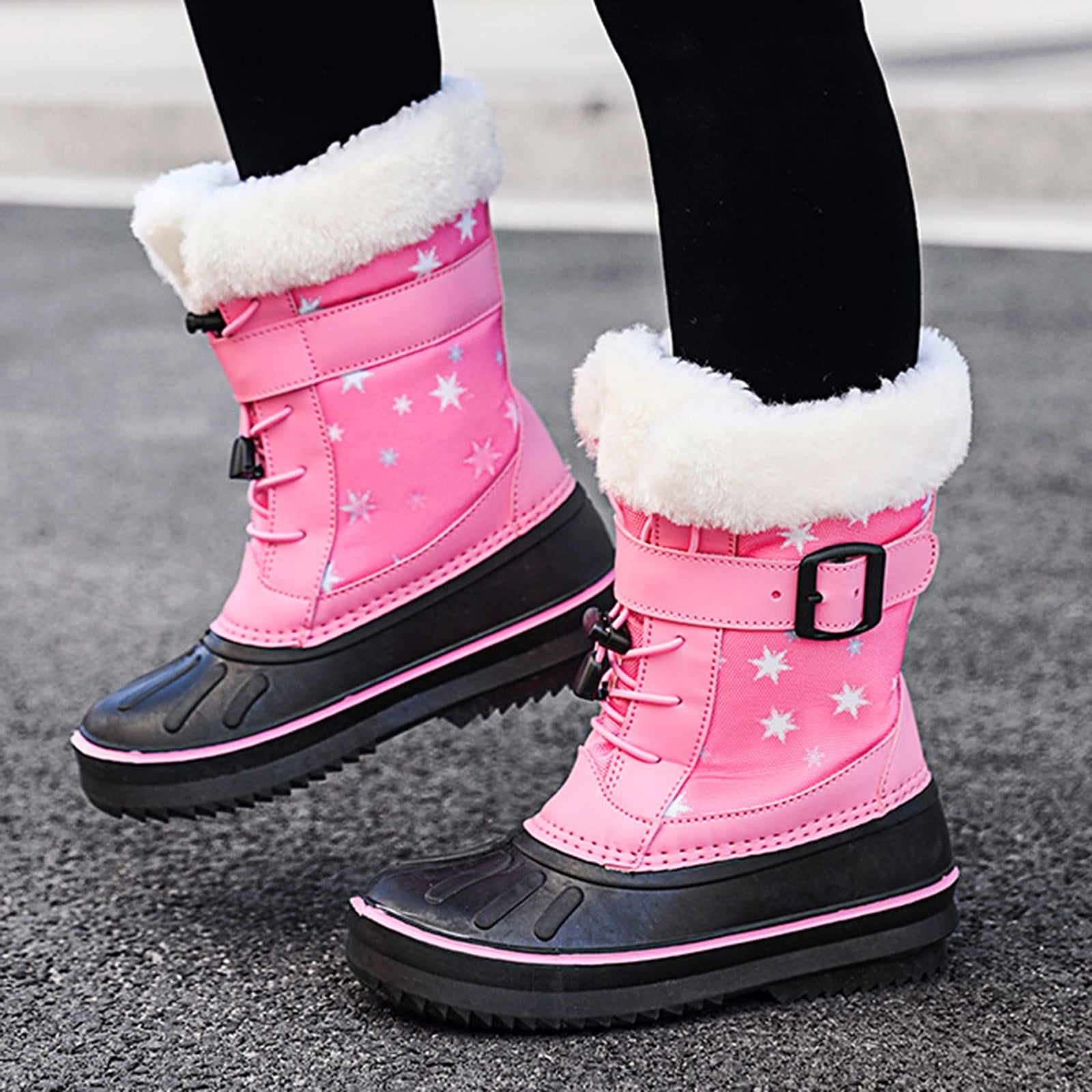 Cherry-Coloured High-Top Platform Heeled Boots for Women & Girls