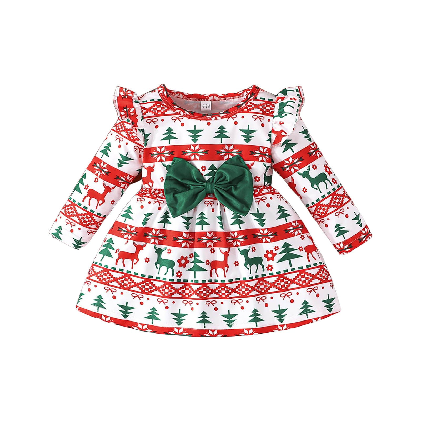 2DXuixsh Kids Dress Spring Autumn Cute Casual Christmas Pattern Printed