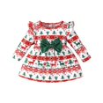 2DXuixsh Kids Dress Spring Autumn Cute Casual Christmas Pattern Printed