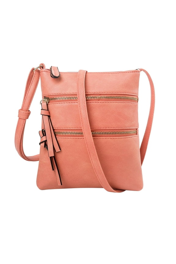 Leather Side Bags for Women Ladies Fashion Solid Color Soft Leather Large Capacity Adjustable Shoulder Belt Zipper Versatile Single Shoulder Messenger Bag Shoulder School Watermelon Red