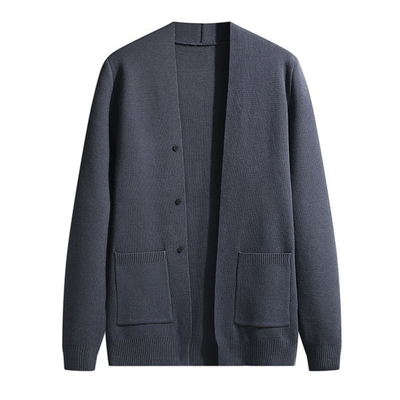 2DXuixsh Lightweight Wool Cardigan Sweater Mens Autumn Leisure Solid Fasten Pocket Thin Jacket Blouse Coat Cardigan Top Mens Open Front Cardigan Sweaters Navy Xl
