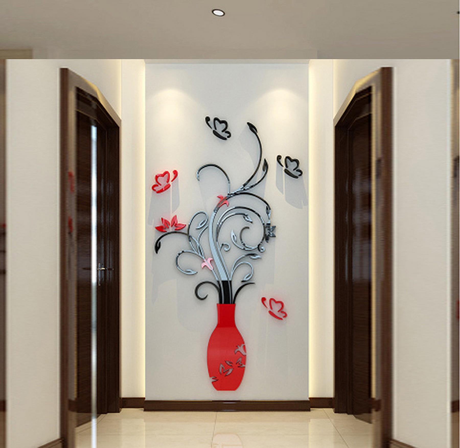 2DXuixsh Living Room Wall Mirror Living Home Stickers 3D Acrylic Bedroom Tv Diy Background Room Wall Wall Stickers Decorations for Your Room Wall Red
