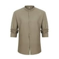 thumbnail image 1 of 2DXuixsh Long Sleeve Dressy Shirts Beach O Neck Casual Sleeve Men's Solid Top Blouse Fashion Long Button Men's Blouse Button Collar Fitted Dress Shirts for Men Army Green M, 1 of 9