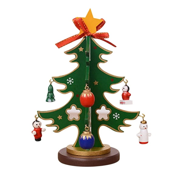 2DXuixsh Ornament Set Christmas Decorations Small Christmas Tree Decorations Wooden Mini Christmas Tree Tabletop Decorations For Christmas Gifts Great Christmas Ornament Wood Green