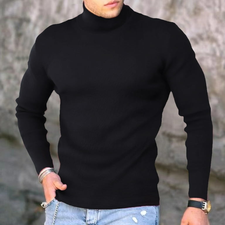 2DXuixsh Pack Of Turtle Neck Top for Men Mens Fashion Cotton T Shirt Sports  Ffitness Outdoor Solid T Shirt Tight Long Sleeve Shirt Space Apparel