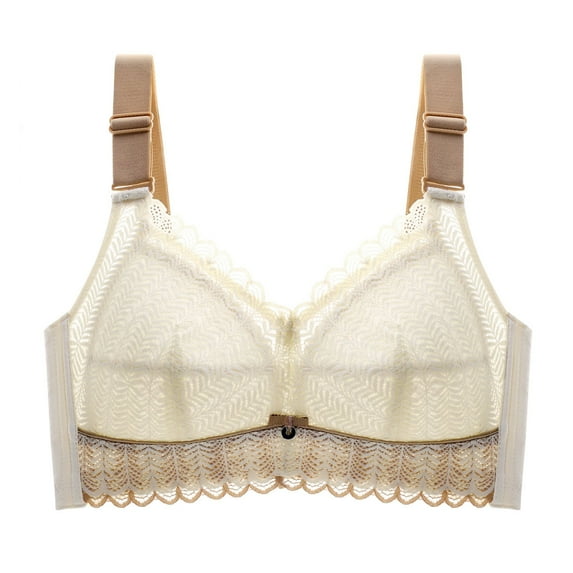 2DXuixsh Padded Bra No Underwire Underwear for Women Push Up Adjustable Bra Tube Top Sagging Plus Size No Wire Full Cup Lift Underwear Bro Polyester Beige 42E